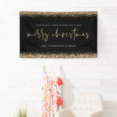 Gold Glitzer Frohe Weihnachtsnamen Schwarz Banner (Insitu)