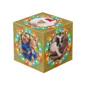 Gold Glitzer Fünf Foto Weihnachtsbilder Würfel (Vorderseite Schrägansicht)