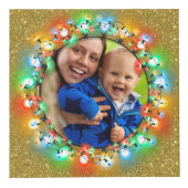 Gold Glitzer Fünf Foto Weihnachtsbilder Würfel (Vorderseite)