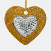 Gold Glitzer funkelnd Herz Keramik Ornament (Vorne)