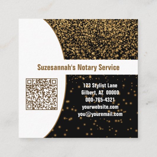 Gold-Glitzer für den benutzerdefinierten schwarzen Quadratische Visitenkarte (Rückseite)