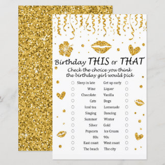 Gold Glitzer Geburtstag Dieses oder jenes Spiel