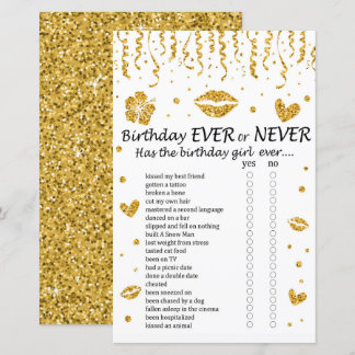 Gold Glitzer Geburtstag Ewiges oder Niemals Spiel