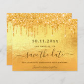 Gold Glitzer Geburtstagskarte Save the Date (Vorne/Hinten)