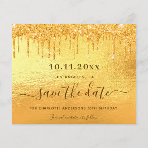 Gold Glitzer Geburtstagskarte Save the Date