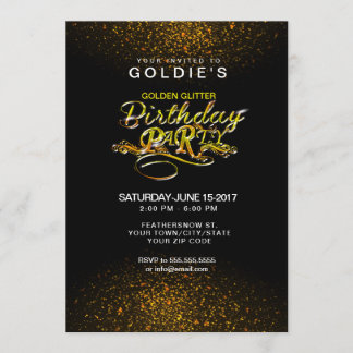 Gold Glitzer Geburtstagsparty Einladung