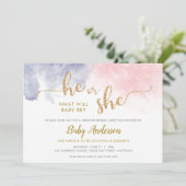 Gold Glitzer Gender Reveal Rosa und Dunkelblau (Stehend Vorderseite)