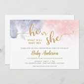 Gold Glitzer Gender Reveal Rosa und Dunkelblau (Vorne/Hinten)