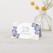 Gold Glitzer Geo Blue Floral Wedding Couple geklap Platzkarte (Rückseite)