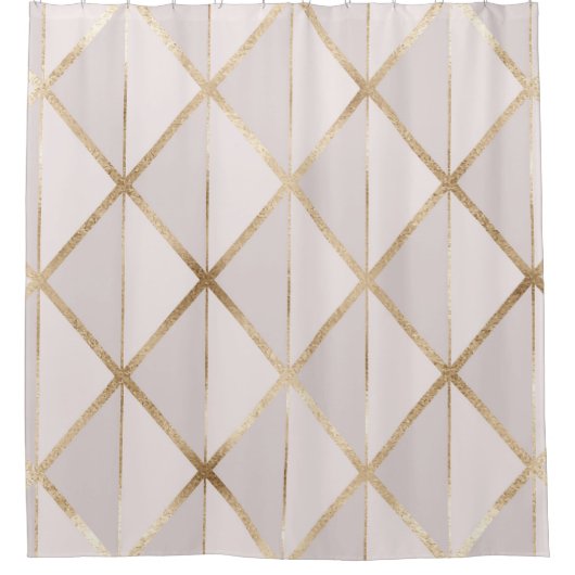 Gold Glitzer, geometrisches Rhombus Muster. Duschvorhang (Vorderseite)