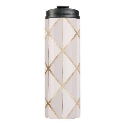 Gold Glitzer, geometrisches Rhombus Muster. Thermosbecher (Vorderseite)