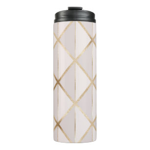 Gold Glitzer, geometrisches Rhombus Muster. Thermosbecher