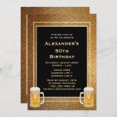Gold Glitzer Gerahmt & Bier Einladung (Vorne/Hinten)
