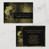 *~* Gold Glitzer Gilded Butterfly Chic Girly Black Visitenkarte (Vorne/Hinten)