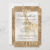 Gold Glitzer Giraffe Animal Print Einladung (Vorderseite)