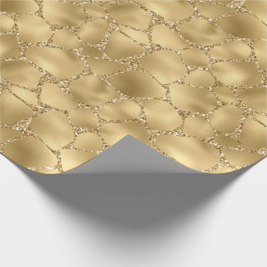 Gold Glitzer Giraffe Print Geschenkpapier (Ecke)