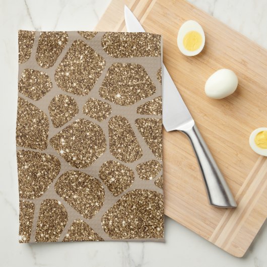 Gold Glitzer Giraffe Print Geschirrtuch (Viertel Falte)