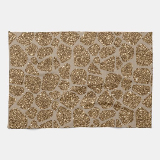 Gold Glitzer Giraffe Print Geschirrtuch (Horizontal)