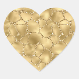 Gold Glitzer Giraffe Print Herz-Aufkleber