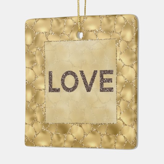 Gold Glitzer Giraffe Print Liebe Keramikornament (Links)
