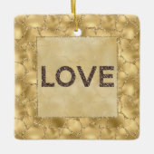 Gold Glitzer Giraffe Print Liebe Keramikornament (Vorderseite)