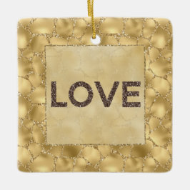 Gold Glitzer Giraffe Print Liebe Keramikornament