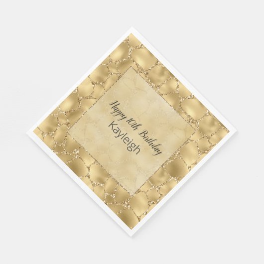 Gold Glitzer Giraffe Print Serviette (Ecke)