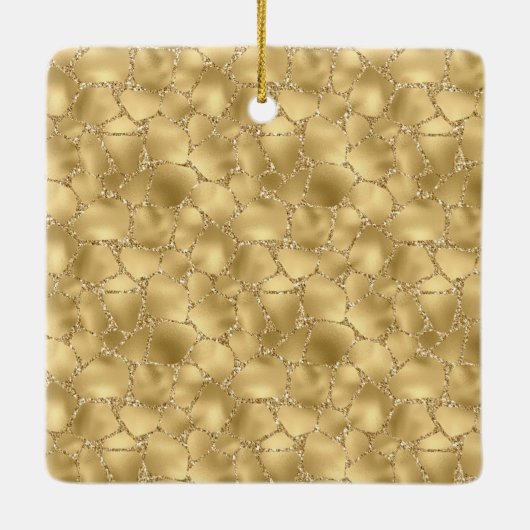 Gold Glitzer Giraffe Print Shine Brigh Keramikornament (Rückseite)