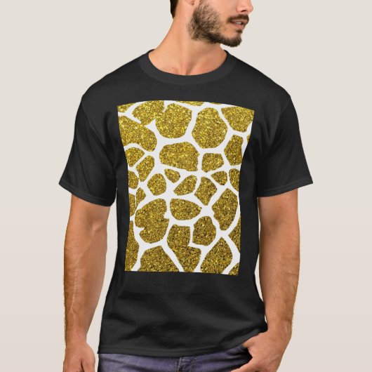 Gold Glitzer Giraffe Skin Muster Graphic T - Shirt (Vorderseite)