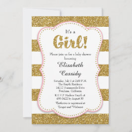 Gold Glitzer Girl Baby Dusche Einladung