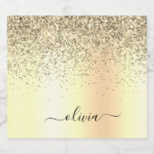Gold Glitzer Girly Luxus Moderne Monogram Name Alkoholflaschenetikett (Einzelnes Label)