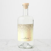 Gold Glitzer Girly Luxus Moderne Monogram Name Alkoholflaschenetikett (Vorderseite)