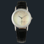 Gold Glitzer Girly Luxus Moderne Monogram Name Armbanduhr<br><div class="desc">Gold-Imitate Foil Metallic Sparkle Glitzer gebürstete Metal Monogram Name Watch. Dies macht den perfekten Abschluss,  Geburtstag,  Hochzeit,  Brautparty,  Jubiläum,  Babydusche oder Junggeselinnen-Abschied Geschenk für jemanden,  die Lieben glamourösen Luxus und schicke Stile.</div>