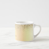 Gold Glitzer Girly Luxus Moderne Monogram Name Espressotasse (Rechts)