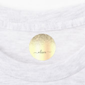 Gold Glitzer Girly Luxus Moderne Monogram Name Etiketten (Befestigt)