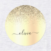 Gold Glitzer Girly Luxus Moderne Monogram Name Etiketten (Design 2)