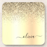 Gold Glitzer Girly Luxus Moderne Monogram Name Getränkeuntersetzer<br><div class="desc">Gold Imitats belichten metallische Sparkle Glitzer gebürstete Metal Monogram Name Paper Untersetzer. Dies macht den perfekten Abschluss,  Geburtstag,  Hochzeit,  Brautparty,  Jubiläum,  Babydusche oder Junggeselinnen-Abschied Geschenk für jemanden,  die Lieben glamourösen Luxus und schicke Stile.</div>