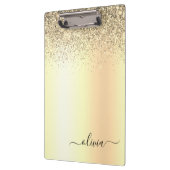Gold Glitzer Girly Luxus Moderne Monogram Name Klemmbrett (Links)