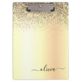 Gold Glitzer Girly Luxus Moderne Monogram Name Klemmbrett (Vorderseite)