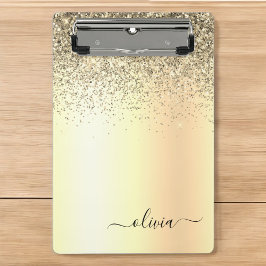 Gold Glitzer Girly Luxus Moderne Monogram Name Klemmbrett