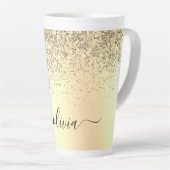Gold Glitzer Girly Luxus Moderne Monogram Name Milchtasse (Rechte Ecke)