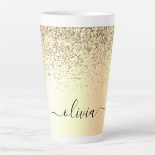 Gold Glitzer Girly Luxus Moderne Monogram Name Milchtasse