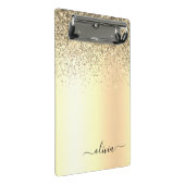 Gold Glitzer Girly Luxus Moderne Monogram Name Mini Klemmbrett (Schrägansicht)