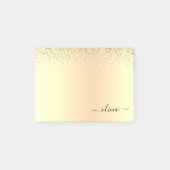 Gold Glitzer Girly Luxus Moderne Monogram Name Post-it Klebezettel (Vorderseite)
