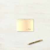 Gold Glitzer Girly Luxus Moderne Monogram Name Post-it Klebezettel (Auf Schreibtisch)
