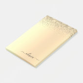 Gold Glitzer Girly Luxus Moderne Monogram Name Post-it Klebezettel (angewinkelt)