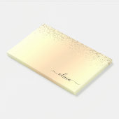Gold Glitzer Girly Luxus Moderne Monogram Name Post-it Klebezettel (angewinkelt)