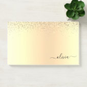 Gold Glitzer Girly Luxus Moderne Monogram Name Post-it Klebezettel (Büro)