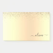 Gold Glitzer Girly Luxus Moderne Monogram Name Post-it Klebezettel (Vorderseite)