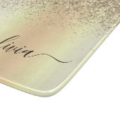 Gold Glitzer Girly Luxus Moderne Monogram Name Schneidebrett (Ecke)